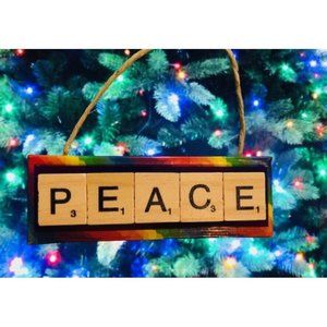 Peace Christmas Ornament Scrabble Inspire Believe Empower Joy Innovate Dream